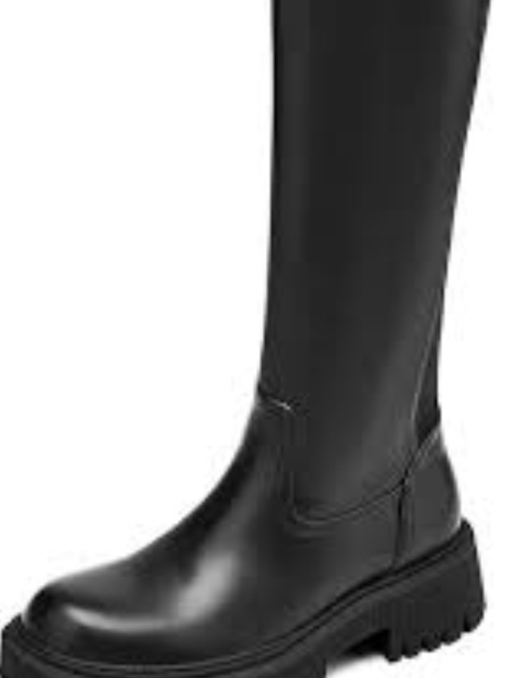 Women's Black Knee-High Chunky Sole Boots - Picture 3 of 7